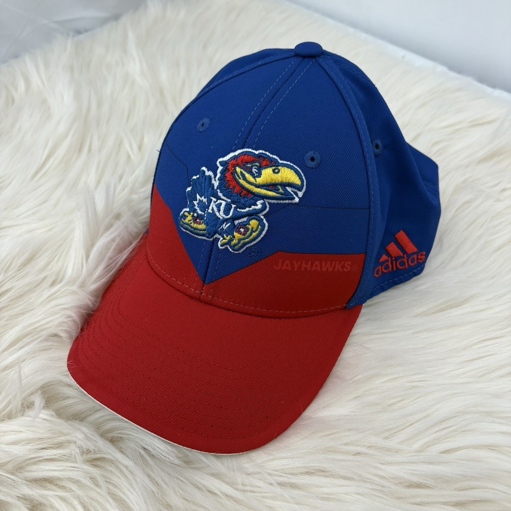 NCAA Adidas Kansas Jayhawks‎ M730Z Flex Fit L/XL Hat Cap Blue Stretch